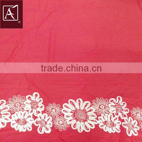 Ribbon Embroidery On Cotton Fabric In Stock