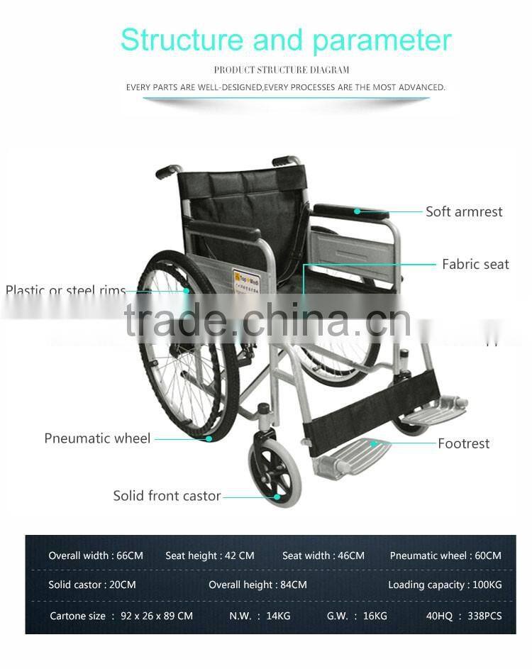 TOPMEDI cheap price basic economical manual standard steel wheelchair