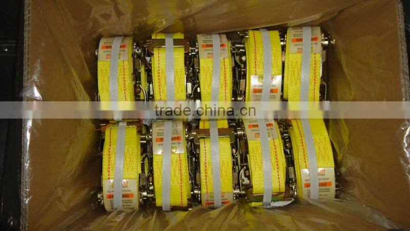 supply all sizes colored stronge polyester with steel hook ratchet tie down