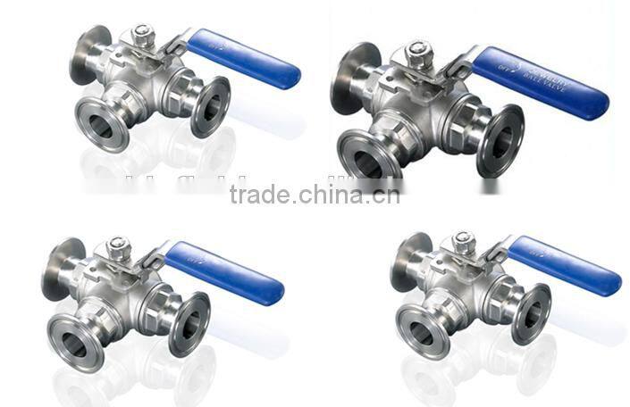 stainless steel clamped three ways ball valve