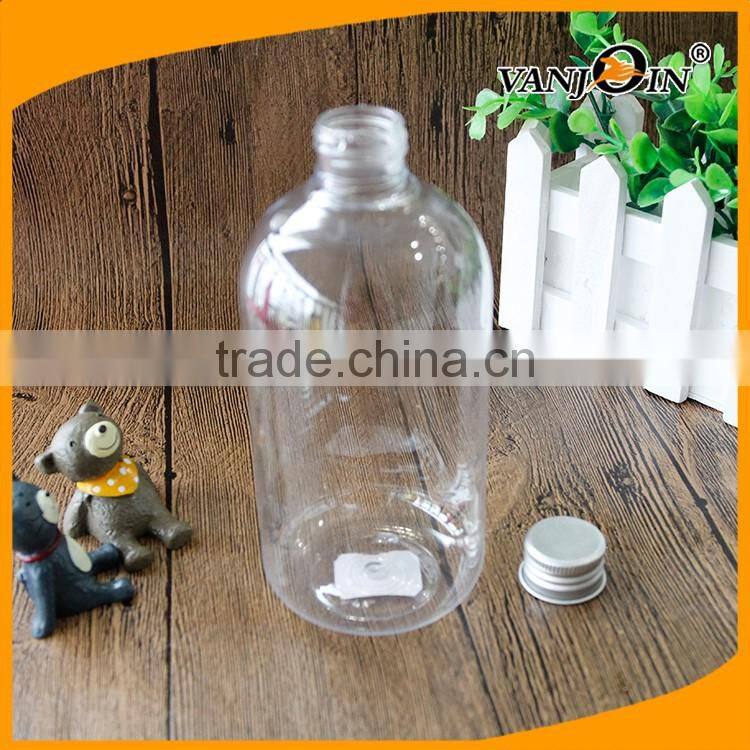 400ml Empty PET Plastic Clear Boston Bottles with Aluminum Cap
