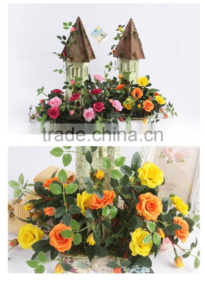European style decoration cottage potted silk flowers home artificial bonsai roses