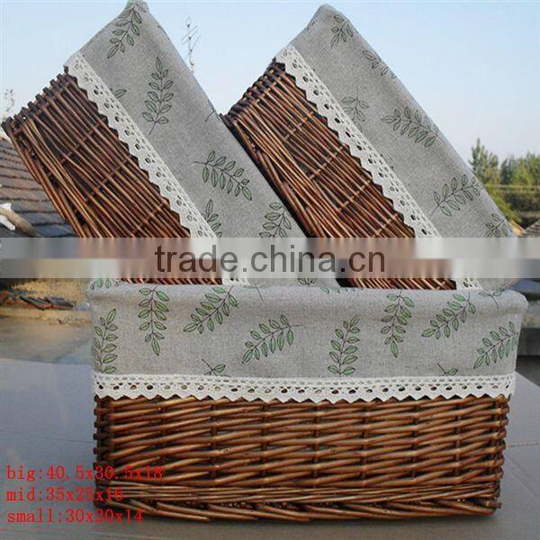 White Wicker Basket Set with Pink Liners, white wicker basket with pink liner