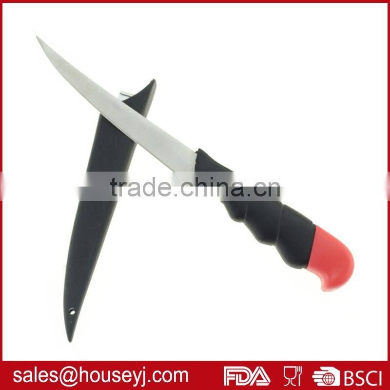 Plastic handle fish fillet knife with plastic case kitchen knife