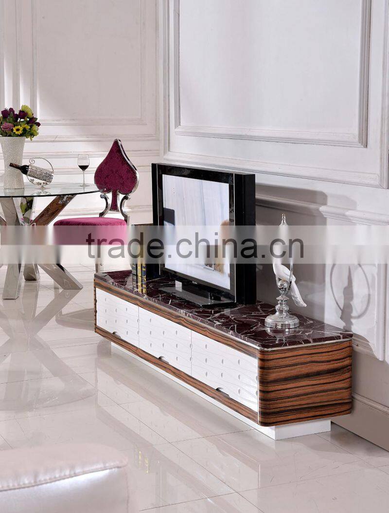 E383 Cheap Marble Top TV Lcd Wooden TV Mount with Stand