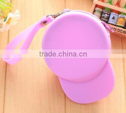 cy277 Women Coin Purse Silicone Bag Cap Hat Candy Color Zipper Bag Cute Girls Coin Purse Key Holder Case Bags