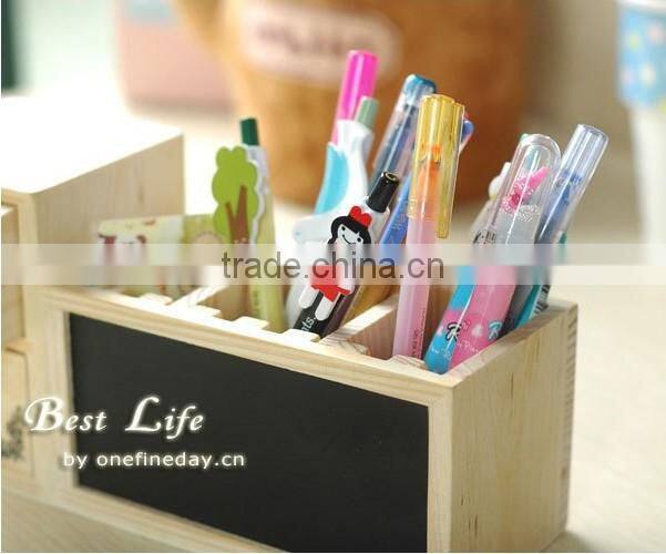 JJ200 Korean wood small blackboard storage box pen holder