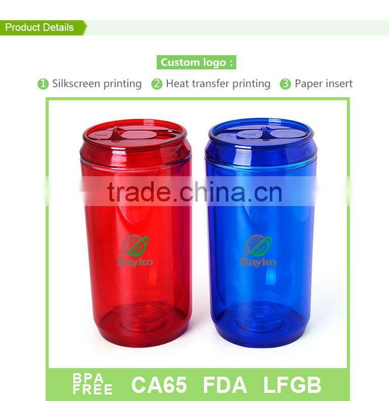 Double wall soda drinking plastic can