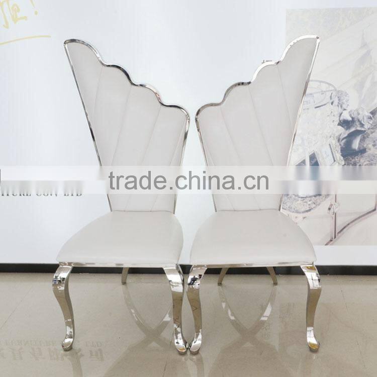B8069 angel wing white leather recliner dining chair