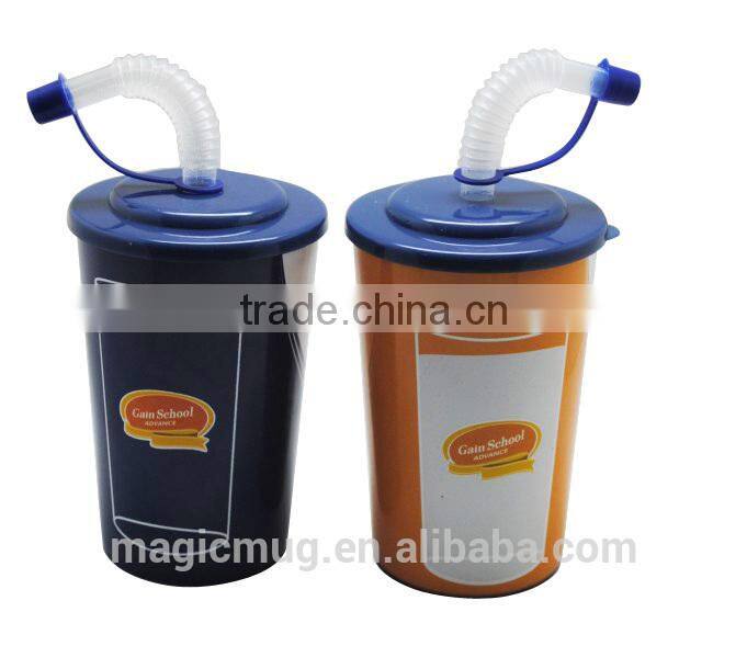2017 promotional item PP kids plastic cups with straw for trading