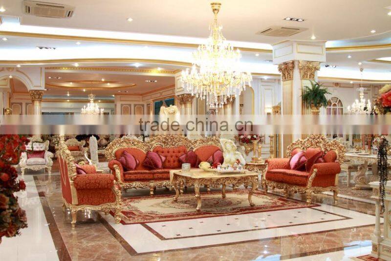 luxuious antique solid wood Italian rococo elegant Gold color European style french king size bedroom