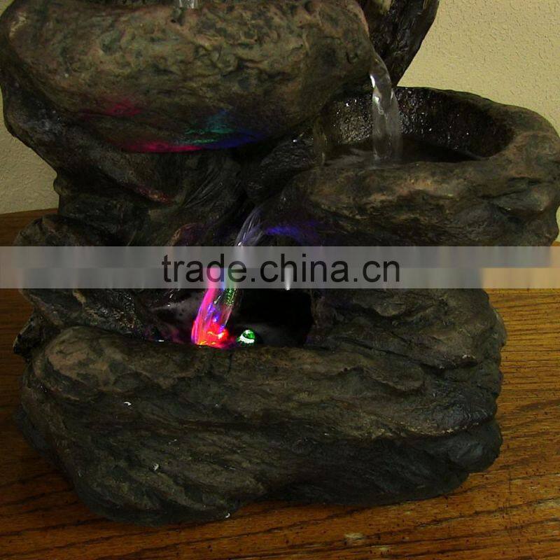 Staggered Rock Falls Tabletop Fountain with LED Lights