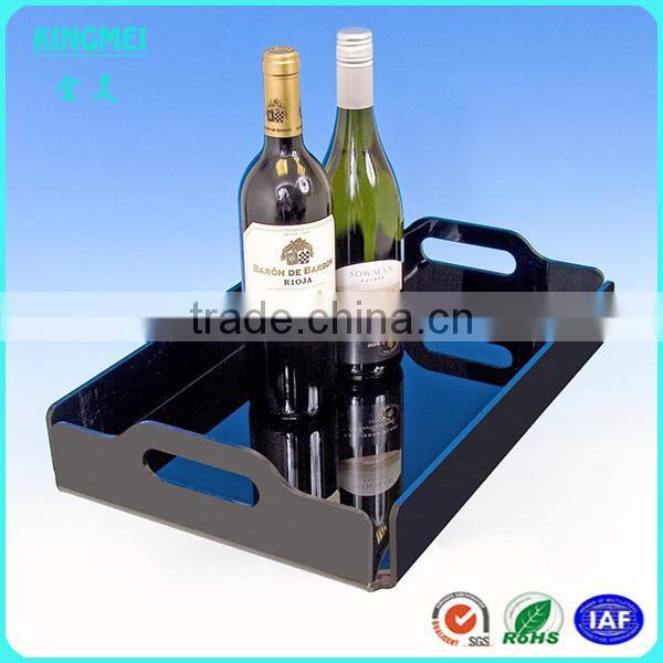 KM-GP32 high quality black acrylic serving trays with handles ,home storage organization storage acrylic trays