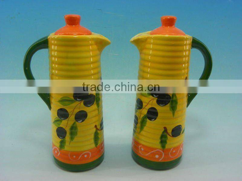 New design Stripe Ceramic Olive Oil Bottle
