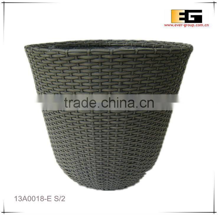 Round PE/Plastic rattan with liner deco basket