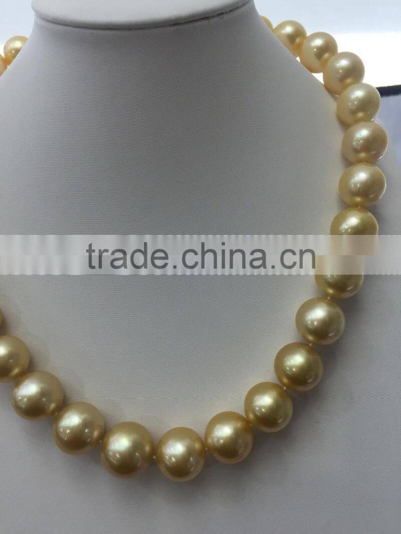 Best Quality 15-16mm Golden South Sea Pearl Necklace