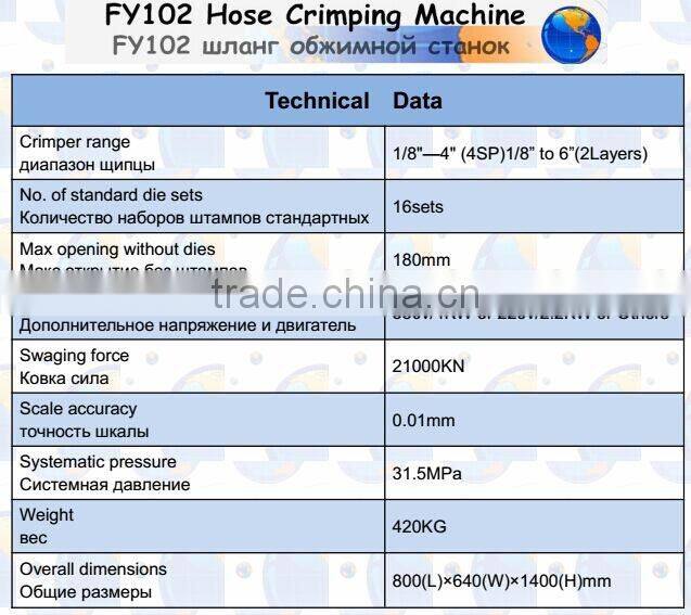FY102 Hose crimper Economical 4 inch 6inch hose crimping machine