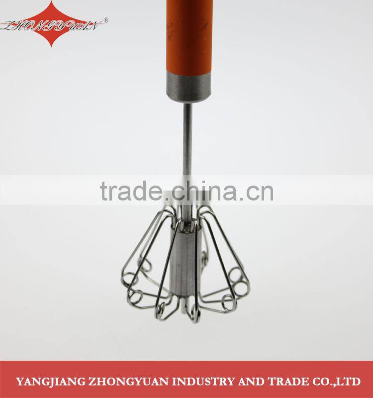 Stainless steel rotary self-mixer miracle whisk 10-inch hand push