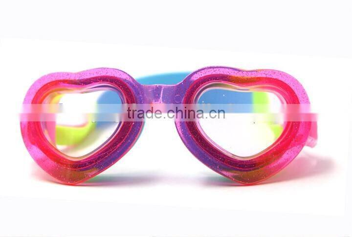 2016 Fashionable Heart Design Lens Swimming Goggles With Anti Fog