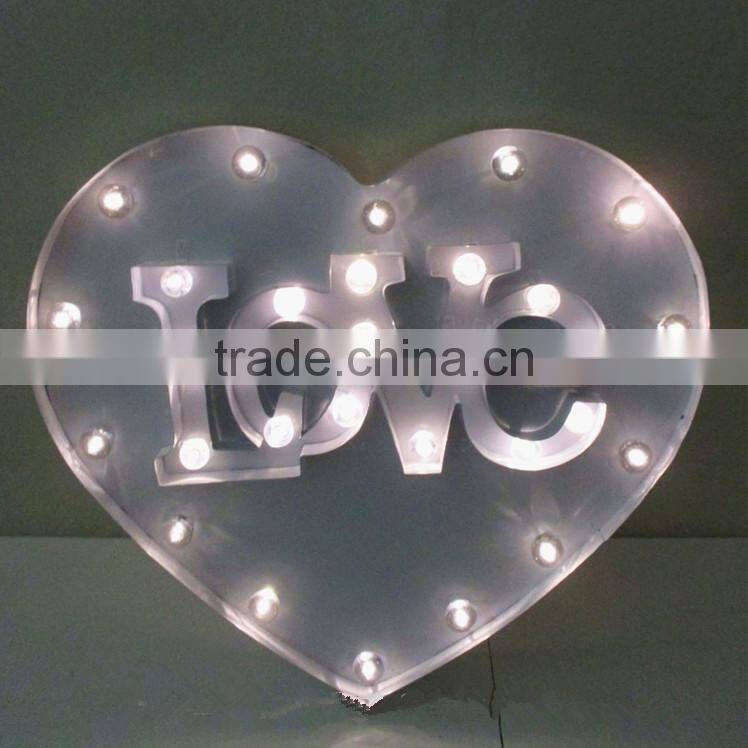 Led christmas heart shape hanging light sign