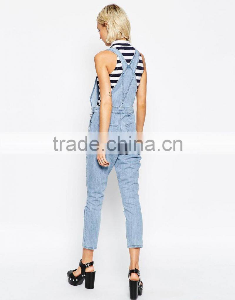 2015 fashionable hot sale OEM customized Denim women elegant overalls
