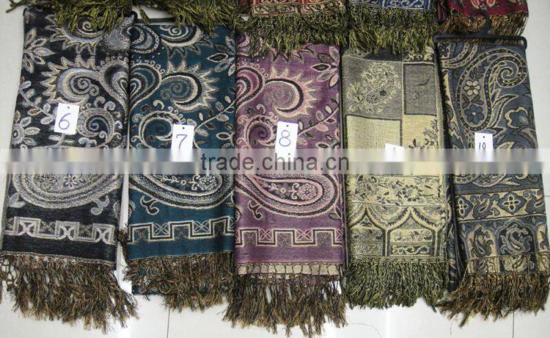 New popular Russian jacquard classic viscose polyester paisley floral pashmina scarf for lady