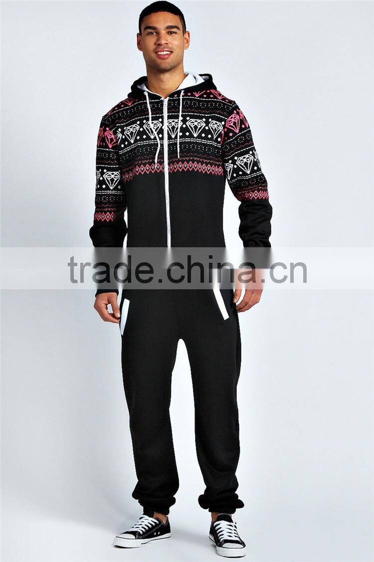PA0027A diamond printed onesie jumpsuit for men
