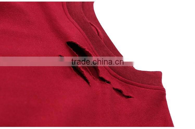 Wholesale Custom T Shirt Manufacturer Women thin 100%cotton short sleeve ripped t shirt with distressed