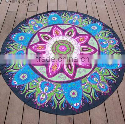 Peacock Mandala Round Tapestry Throw Hippie Gypsy Beach Blanket Yoga Mat Boho