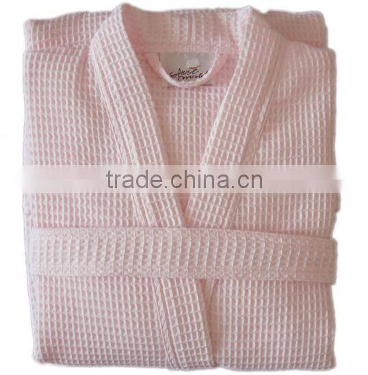 luxury breathable waffle hotel cotton bath robe for women/men embroidered logo WR1-0009