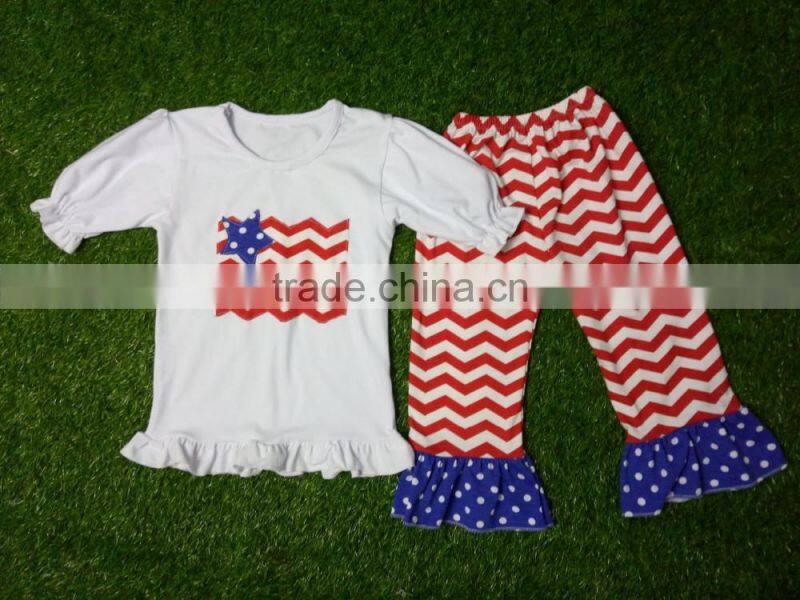 Boutique Kids Outfits Wholesale Baby Girls school pattern top black Ruffle Pants Cotton Clothing Sets