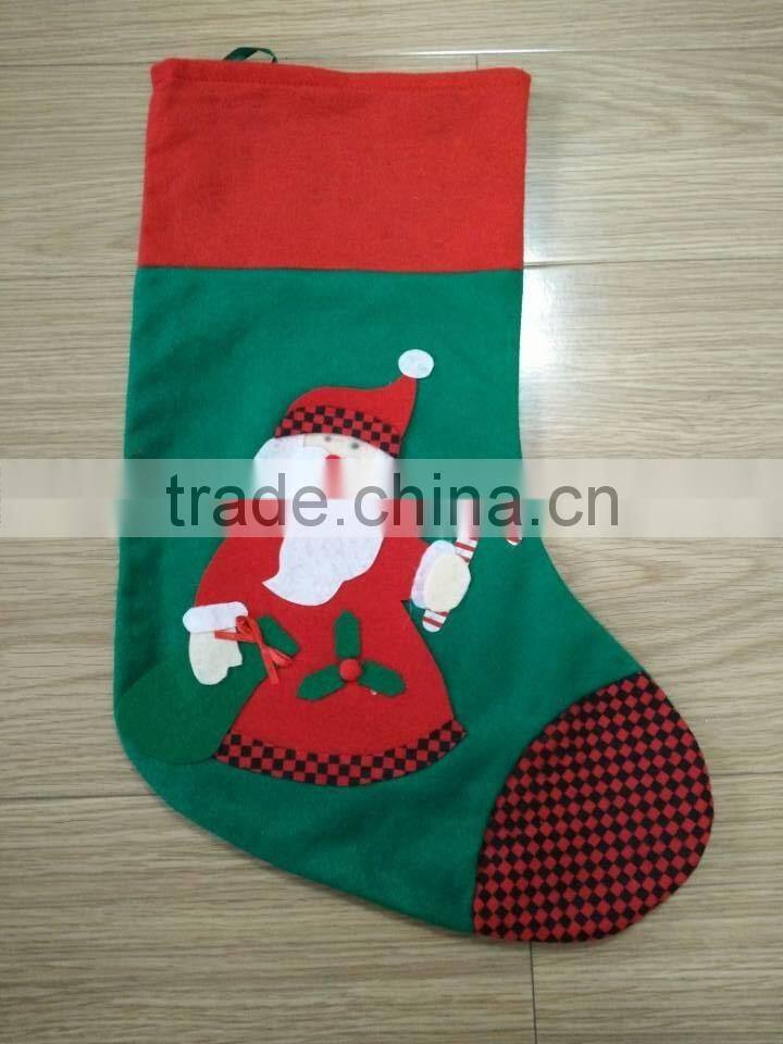 High Quality Felt Designer Green Christmas Stocking