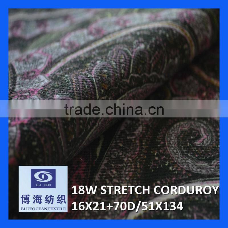 18W STRETCH CORDUROY 16X21+70D/51X134