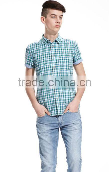 Manufcturer branded short sleeve men dress &casual shirt