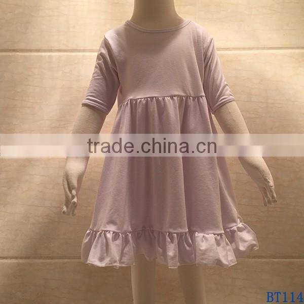 Top Selling Girls Cotton Frocks Designs Boutique Kids Hot Pink Flutter Pearl Dresses for Summer