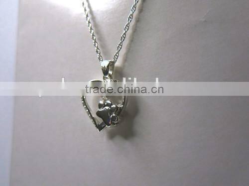 2015 fashion love heart paw necklace heart necklace paw print necklace new design