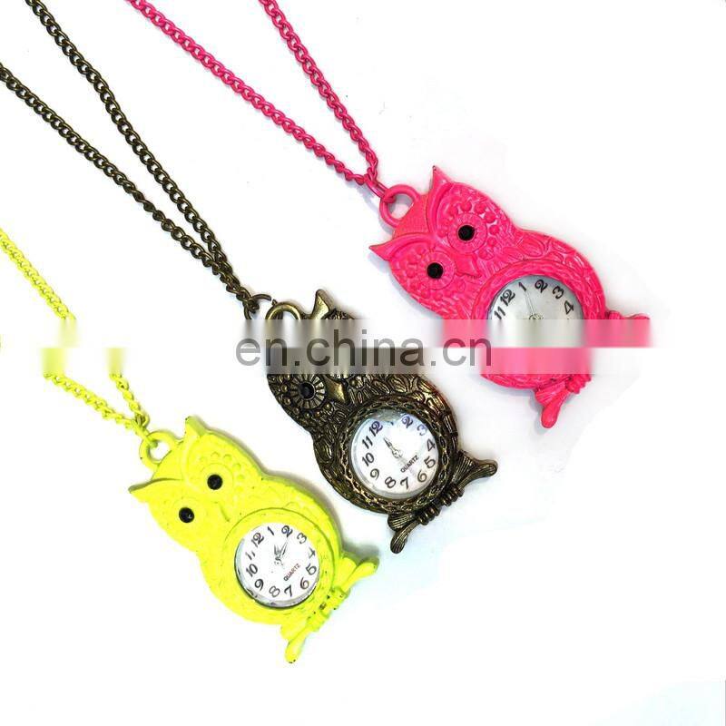 Retro Antique Vintage Cheap Owl Elephant Animal Pendant Necklace Watch