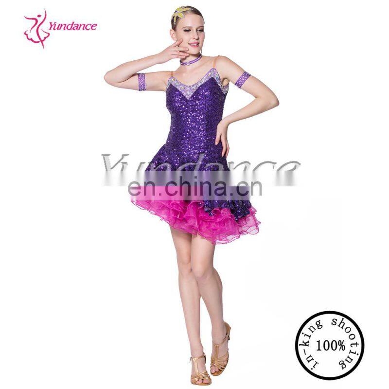 Kids Glitter Yundance Bling Bling Latin Dance Dresses 2016 L-14124