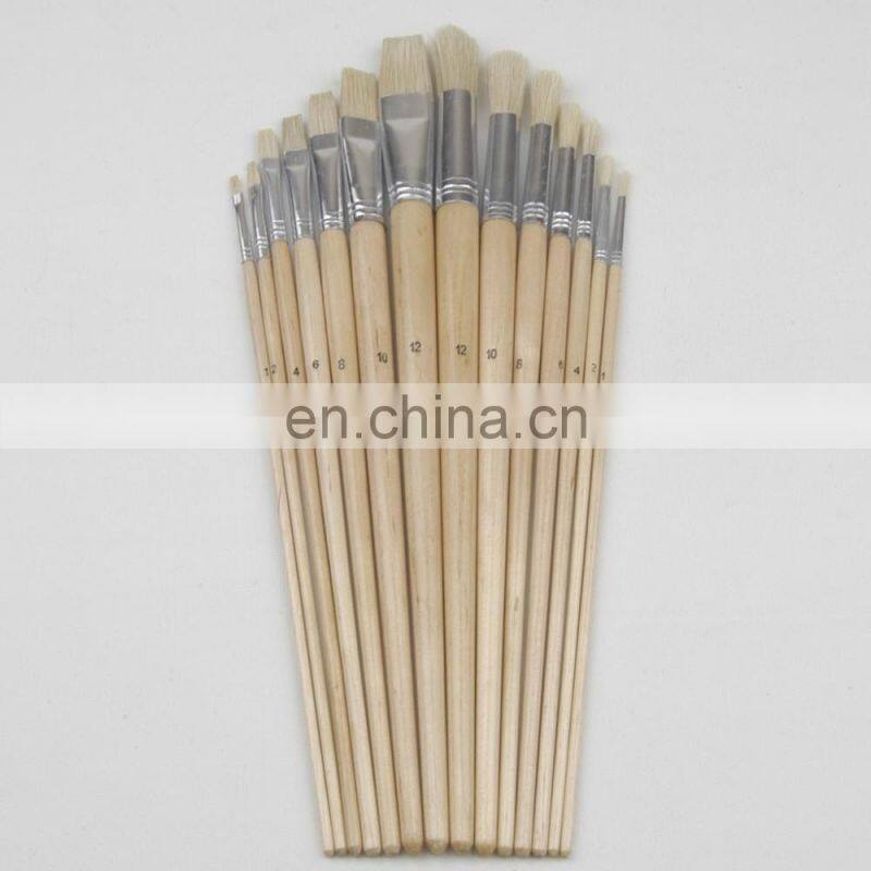 14-Piece Long Handle Bristle Hair Artist Paint Brush Set in Nylon Bag