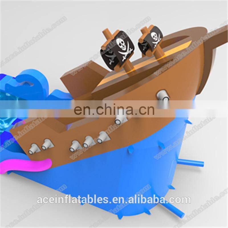 Blue inflatable waterslide, big water slides for sale