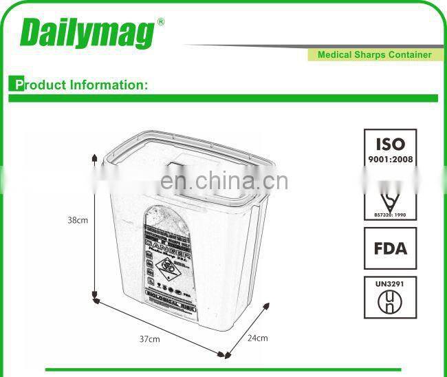 Medical Waste Disposable Recycling Plastic Medical Sharps Containers with Handle