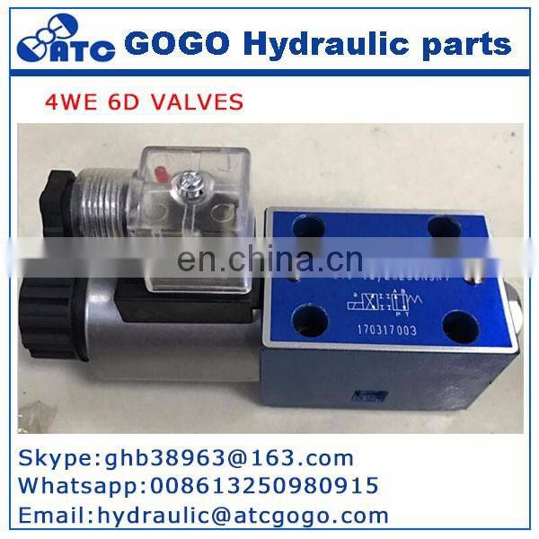 low price hydraulic solenoid valves/ 4WE 6 D62 solenoid directional valve with self-locking emergency push rod