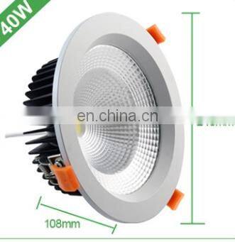 3 years warranty SAA CE RoHS certificat high lumen 4400lm 40W chip cob cutout 210mm led down light lamp recessed led downlights