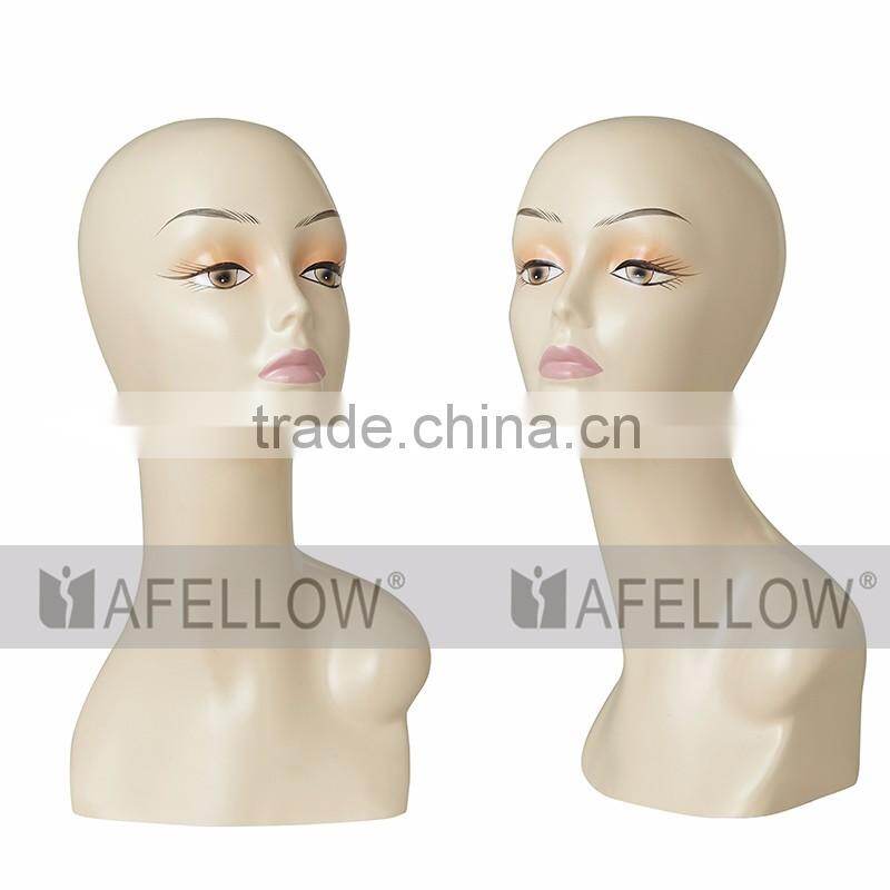 Cheap head mannequin female realist display hair mannequin H1099
