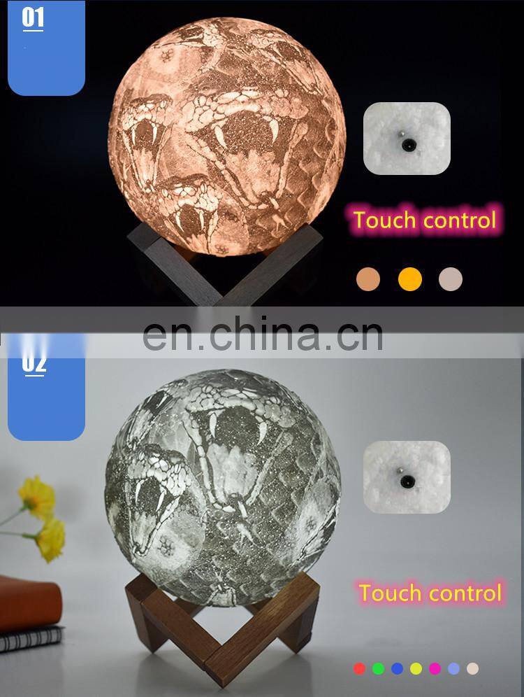 Dimmable with tap control 16 colors 3d print led moon shaped night light lamp