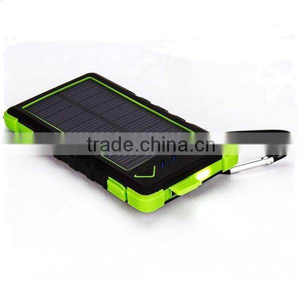 2015 high quality 8000mAh waterproof solar power bank, solar cell power bank