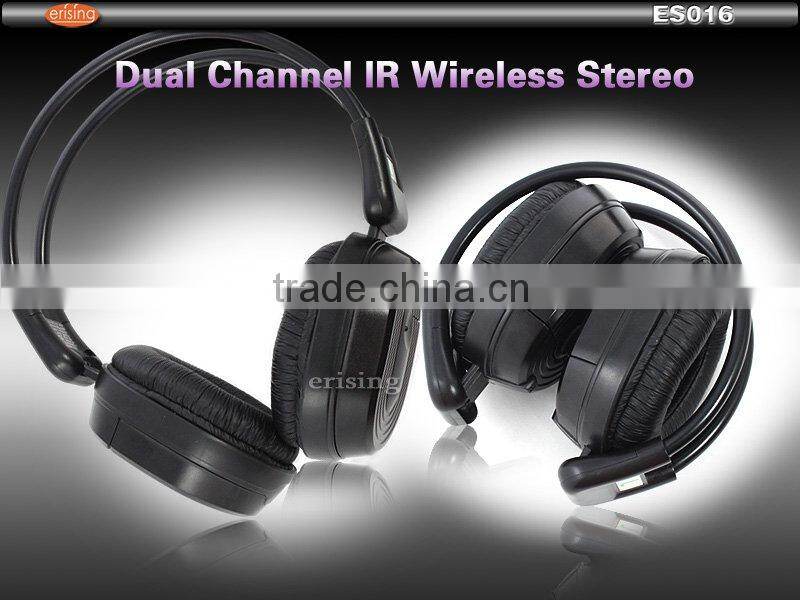Erisin ES016 IR Stereo Cordless Wireless Earphone Dual Channels