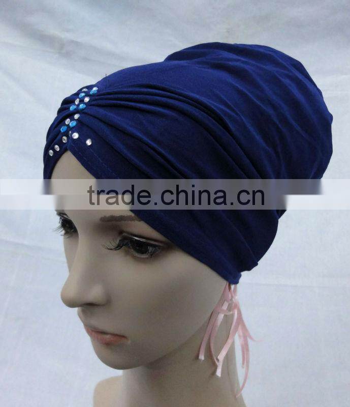 A455 FASHION TWO PIECES HIJAB;MUSLIM TURBAN WITH Czech Rhinstone