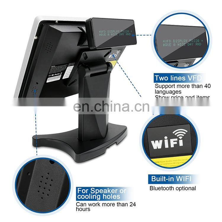 China 15 Inch Dual Screen With Printer Restaurant Retail Capacitive Touch Screen Window Pos System