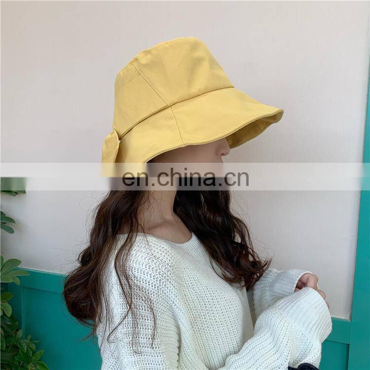 Customized fisherman hat spring and summer leisure sunshade soft foldable basin big bow sun hat
